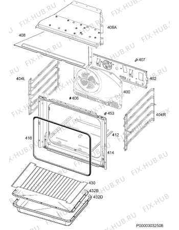 Взрыв-схема плиты (духовки) Rex Electrolux FQ92INEV - Схема узла Oven